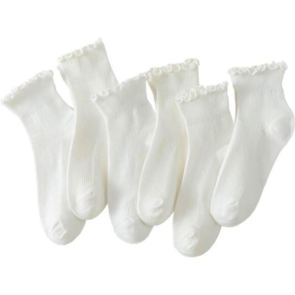 Accessories - 6 Pairs of Ruffle Socks Women, Cute Ruffle Ankle Socks
